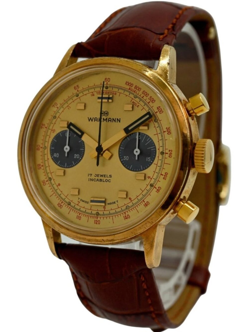 Wakmann 39mm Men's Vintage Chronograph Valjoux Cal 23 Swiss Watch! Ref: 1319!
